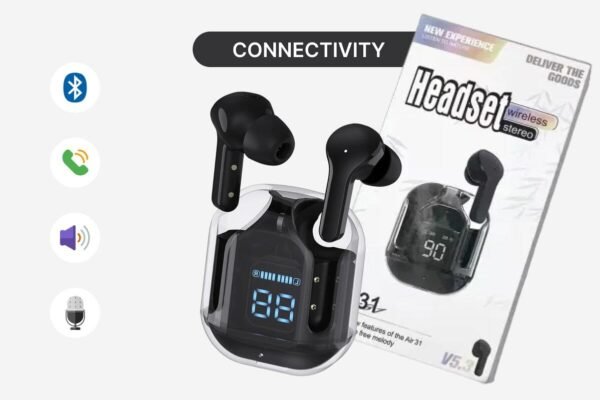 Air 39 Wireless Transparent Earbuds | Bluetooth Gaming Earbuds | LED Display | Super Bass | HD Sound | Waterproof TWS Earphones | Sports & Calling Headset - Image 2