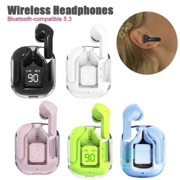 Air 39 Wireless Transparent Earbuds | Bluetooth Gaming Earbuds | LED Display | Super Bass | HD Sound | Waterproof TWS Earphones | Sports & Calling Headset - Image 3